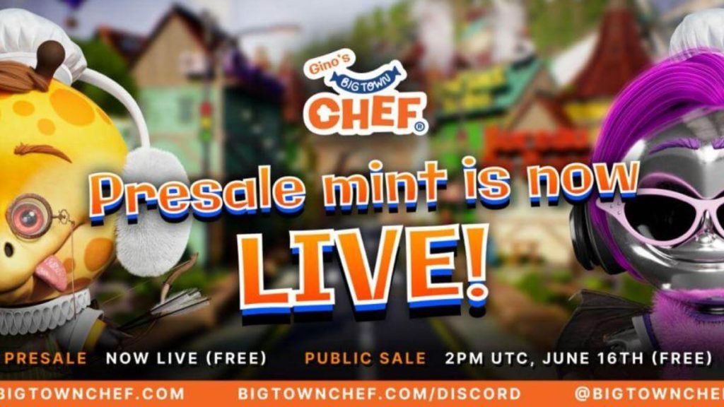 Big Town Chef NFTs Mint today All Genesis Chefs will be FREE