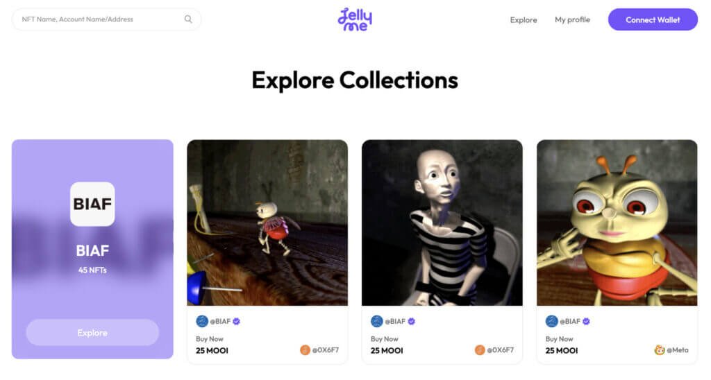 NFT marketplace, Jellyme ‘BIAF collection’