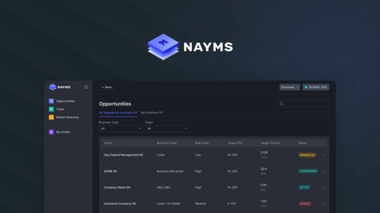 Nayms Launches Its First Insurance Program on Ethereum, raises $500K USDC