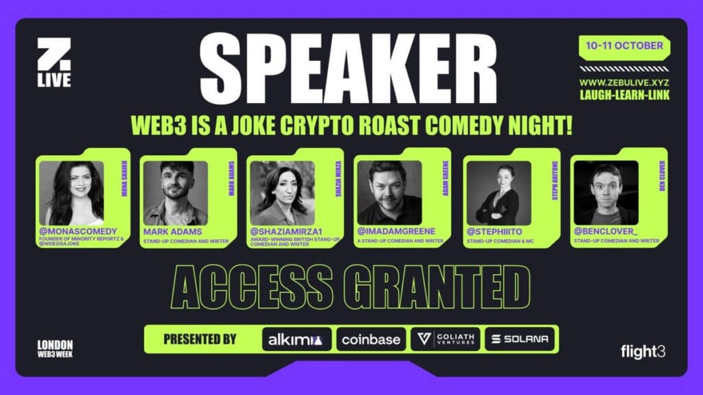 Web3 Is a Joke Presents Crypto Comedy Night at Zebu Live