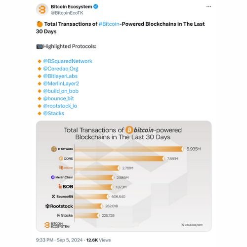 Top BTC-powered platforms—sidechains, rollups, and so on—have already started driving millions of transactions, per Bitcoin Ecosystem