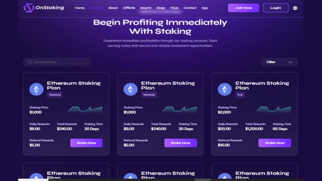 OnStaking Crypto Staking Plan